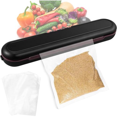 Machine À Sceller Sous Vide,Appareil De Mise Sous Vide 85Kpa Pour Alimentaire Secs Et Humides Food Saver Système D'Étanchéité À L'Air Intégré Avec Mini Avec Cutter Et 20 Pcs Sac Sous Vide