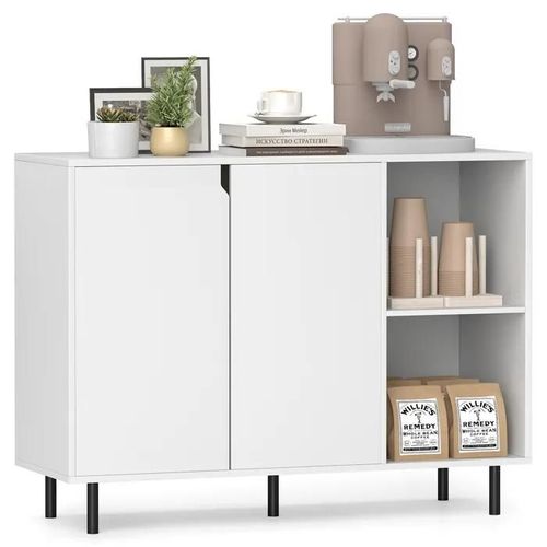Buffet De Cuisine 106cm Costway, 2 Portes, Etagères Réglables, Kit Anti-Basculement, Meuble De Rangement Pour Entrée Salle À Manger