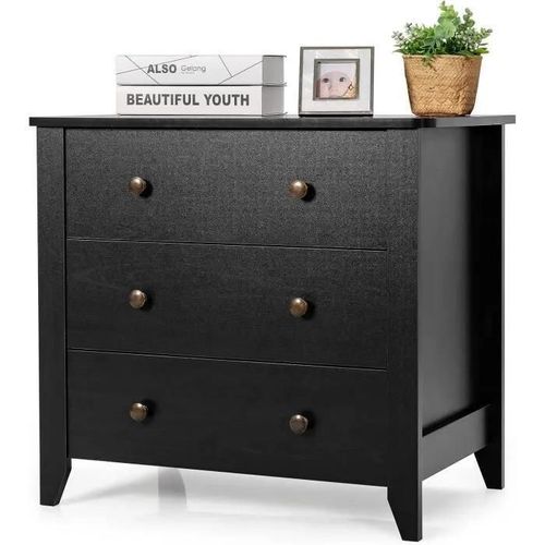 Costway Commode À 3 Tiroirs, Meuble De Rangement Avec 4 Pieds, Pour Lettre, Dossiers Et Documents, 71 X 46 X 66 Cm, Noir