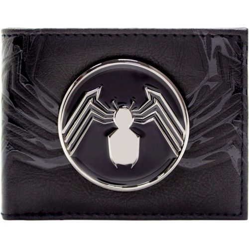 Venom Suit Up We Are Venom! Portefeuille Avec Emblème Araignée Métallique Pliant Bi-Volet Pour Id & Porte-Cartes, Noir[X322]