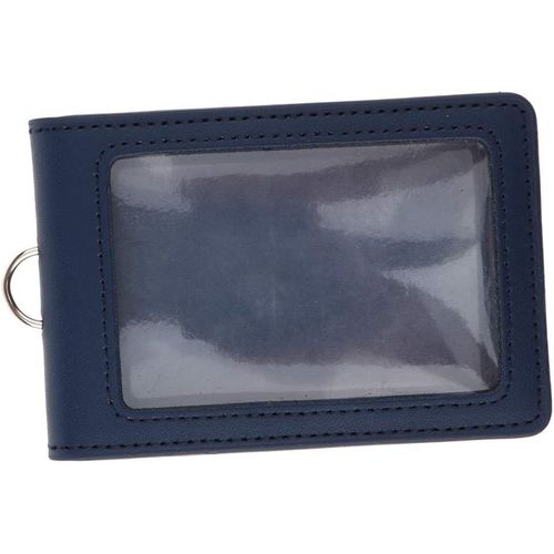 Porte-Badge En Cuir Pu Portefeuille 2 Poches Pour Cartes Verticales - Bleu Foncé[X222]