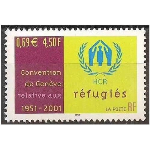 France 2001, Très Beau Timbre Neuf** Luxe Yvert 3416, Hcr, 50ème Anniversaire De La Convention De Genève Sur Les Réfugiés.