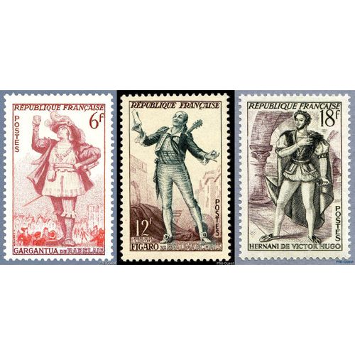 France 1953, Beaux Timbres Neufs**/* Yvert 943 944 Et 957, Théâtre Français, Gargantua, Hernani Et Figaro.