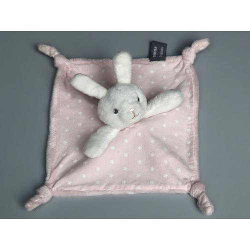 Doudou Lapin Plat Rose Blanc Étoiles Orchestra