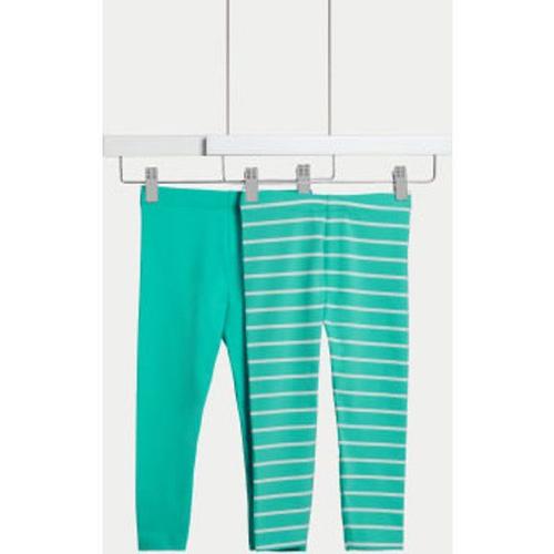 Lot De 2 Leggings En Coton À Rayures (Du 2 Au 8 Ans) - Vert