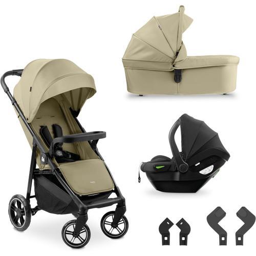 Poussette 3 En 1 Trio Set, Nacelle Bébé, Siege Auto Bebe, Dès La Naissance À 22 Kg, Pliage Compact, Inclinable, Porte-Gobelet, Tablette, Protection Uv 50+ - Vert Olive