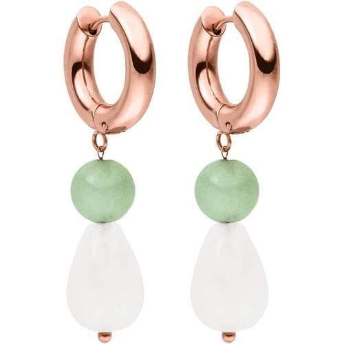 Clear Quartz Drop Boucles D'oreilles Créoles Pour Femme En Acier Inoxydable Durable Boucles D'oreilles Étanches En Aventurine Et Perles De Quartz Longueur 44,5 Mm[L2128]