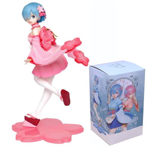 Figurine De Dessin Animé Re: Zéro Début De Vie Dans Un Autre Monde 22cm Ram Kimono Wafuu Demoiselle D'honneur Poupée Modèle De Figurine Rem Ram