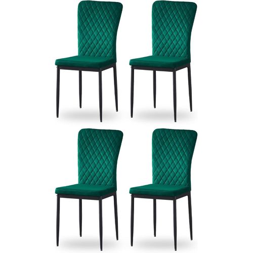 Lot De 4 Chaises De Salle À Manger En Velours Avec Dossier Haut Et Structure En Métal Design Moderne Scandinavie Pour Restaurant, Salle À Manger, Bar Et Café (4, Vert)