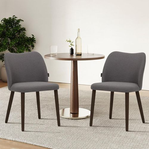 Lot De 2 Chaises De Salle À Manger Rembourrées, Modernes, Avec Assise Rembourrée Et Pieds En Bois, Pour Restaurant, Café, Gris Clair