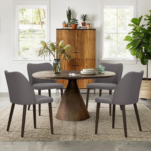 Lot De 4 Chaises De Salle À Manger Rembourrées, Modernes, Avec Assise Rembourrée Et Pieds En Bois, Pour Restaurant, Café, Gris Clair