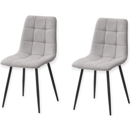 Chaise Moderne Pour Salon, Salle À Manger Ou Chambre, Bois D'ingénierie Polyester Acier, Gris Clair, Pack De 2