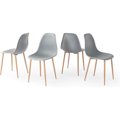 Lot De 4 Chaises De Salle À Manger Scandinave, En Polypropylène, Coussins Et Pieds En Métal De Chêne, Imperméables Et Faciles À Nettoyer, Conviennent Pour Salle À Manger, Salon, Cuisine,