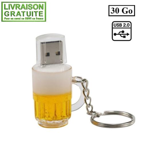 Clé USB 30 Go USB 2.0 Porte-clés - Pinte Chope de Bière