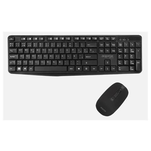 approx! APPMX335 - Ensemble clavier et souris - sans fil - 2.4 GHz - QWERTY - Espagnol - noir