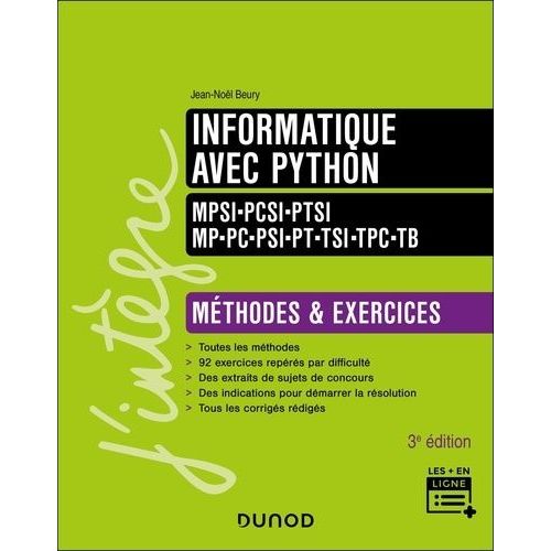 Informatique Avec Python Mpsi-Pcsi-Ptsi-Mp-Pc-Psi-Pt-Tsi-Tpc-Tb - Méthodes & Exercices