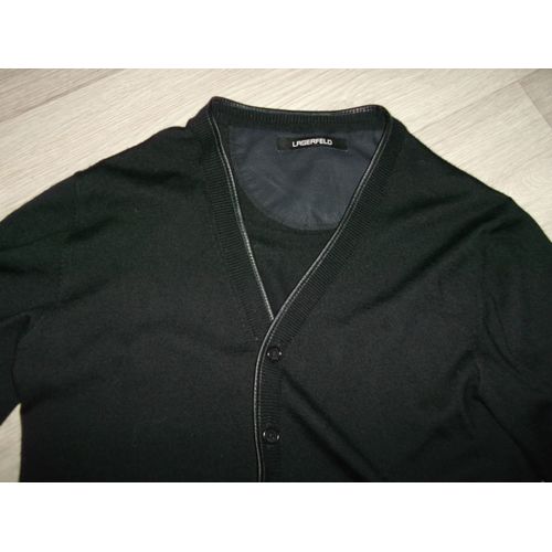 Gilet Lagerfeld Noir Liseré Simili Cuir Taille L Tbe