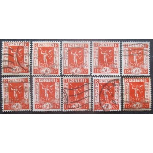 France N°325 X 10 Oblitéré