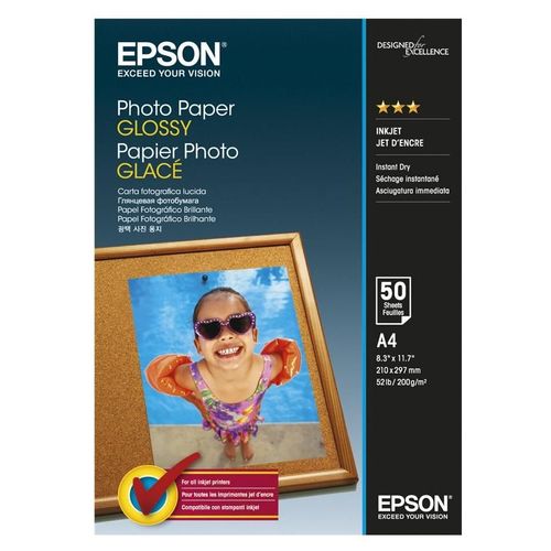 Epson - Brillant - A4 (210 x 297 mm) - 200 g/m² - 50 feuille(s) papier photo - pour EcoTank ET-2850, 2851, 2856, 4850; EcoTank Photo ET-8500; WorkForce Pro WF-C5790