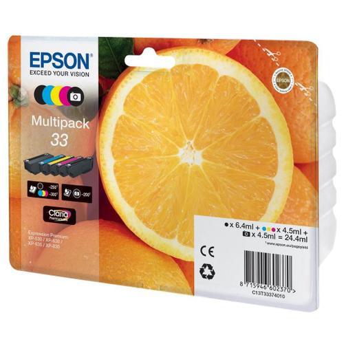 Epson Multipack 33 (Orange) T3337 - Pack 5 cartouches d'encre - noir, jaune, cyan, magenta, photo noir - 6,4ml + 4 x 4,5ml