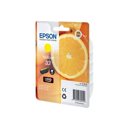 Epson 33 - 4.5 ml - jaune - original - blister - cartouche d'encre - pour Expression Home XP-635, 830; Expression Premium XP-530, 540, 630, 635, 640, 645, 830, 900
