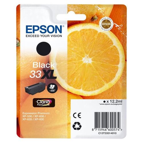 Epson 33 - 12.2 ml - haute capacité - noir - original - emballage coque avec alarme radioélectrique/ acoustique - cartouche d'encre - pour Expression Home XP-635, 830; Expression Premium XP-530...
