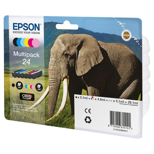 Epson 24 Multipack - Pack de 6 - noir, jaune, cyan, magenta, magenta clair, cyan clair - original - cartouche d'encre - pour Expression Photo XP-55, XP-750, XP-760, XP-850, XP-860, XP-950...