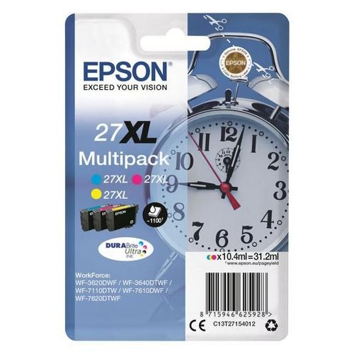 Epson Multipack T2715 (Réveil) - Pack de 3 cartouches d'encre haute capacité Jaune, cyan, magenta - Pour Epson WORKFORCE WF