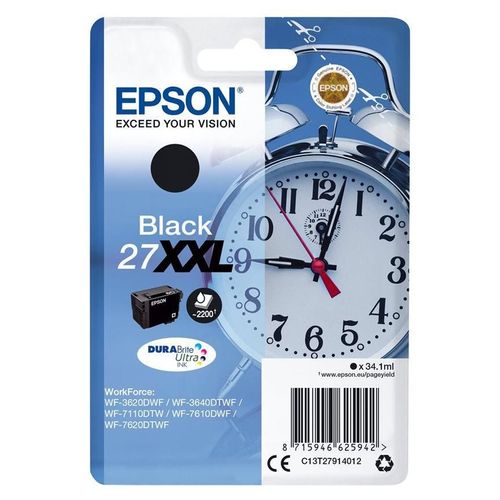 Epson 27XXL - 34.1 ml - XL - noir - original - emballage coque avec alarme radioélectrique/ acoustique - cartouche d'encre - pour WorkForce WF-3620, WF-3640, WF-7110, WF-7610, WF-7620, WF-7715...