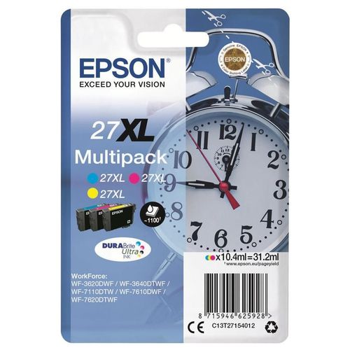 Epson 27XL Multipack - Pack de 3 - 31.2 ml - XL - jaune, cyan, magenta - original - emballage coque avec alarme radioélectrique - cartouche d'encre - pour WorkForce WF-3620, WF-3640, WF-7110...