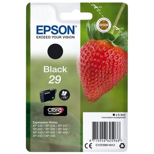 Epson 29 - 5.3 ml - noir - original - blister - cartouche d'encre - pour Expression Home XP-245, 247, 255, 257, 332, 342, 345, 352, 355, 435, 442, 445, 452, 455