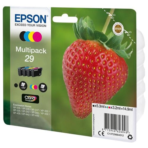 Epson 29 Multipack - Pack de 4 - 14.9 ml - noir, jaune, cyan, magenta - original - emballage coque avec alarme radioélectrique/ acoustique - cartouche d'encre - pour Expression Home XP-235, 245...