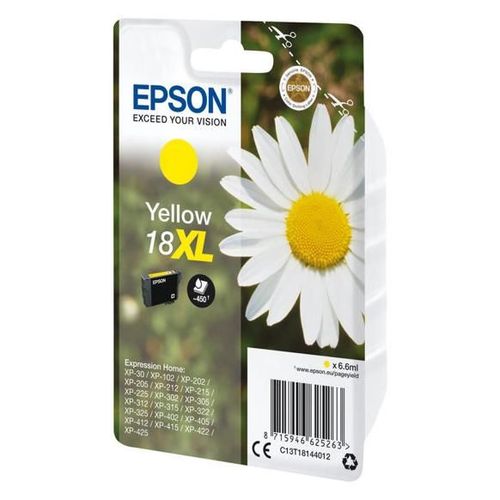 Epson 18XL - 6.6 ml - XL - jaune - original - cartouche d'encre - pour Expression Home XP-212, 215, 225, 312, 315, 322, 325, 412, 415, 422, 425