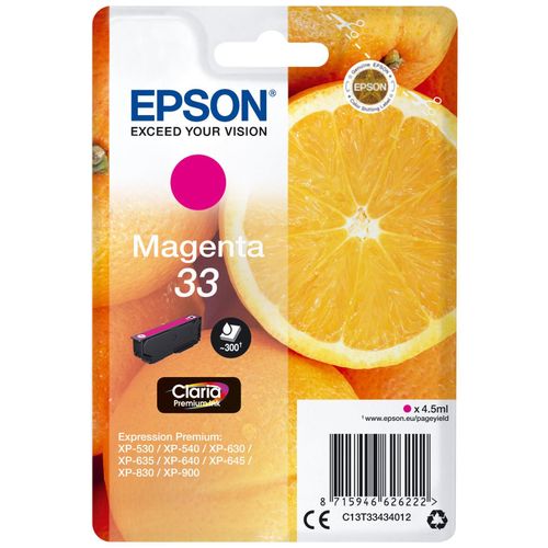 Epson 33 - 4.5 ml - magenta - original - blister - cartouche d'encre - pour Expression Home XP-635, 830; Expression Premium XP-530, 540, 630, 635, 640, 645, 830, 900
