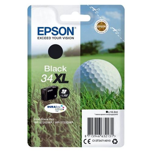 Epson 34XL - 16.3 ml - XL - noir - original - emballage coque avec alarme radioélectrique/ acoustique - cartouche d'encre - pour WorkForce Pro WF-3720DWF, WF-3725DWF