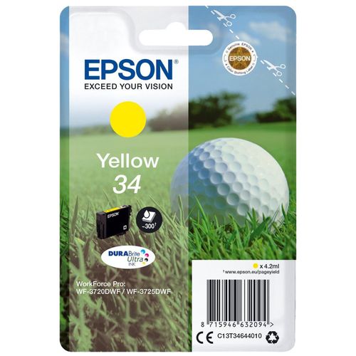 Epson 34 - 4.2 ml - jaune - original - emballage coque avec alarme radioélectrique/ acoustique - cartouche d'encre - pour WorkForce Pro WF-3720DWF, WF-3725DWF