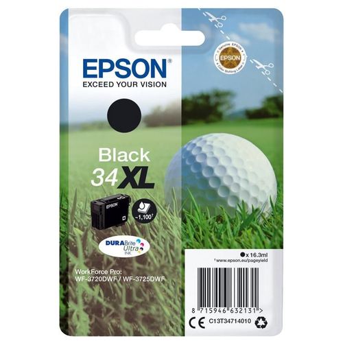 Epson 34XL - 16.3 ml - XL - noir - original - blister - cartouche d'encre - pour WorkForce Pro WF-3720, WF-3720DWF, WF-3725DWF