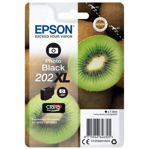 Epson 202XL - 7.9 ml - XL - photo noire - original - emballage coque avec alarme radioélectrique/ acoustique - cartouche d'encre - pour Expression Premium XP-6000, XP-6005