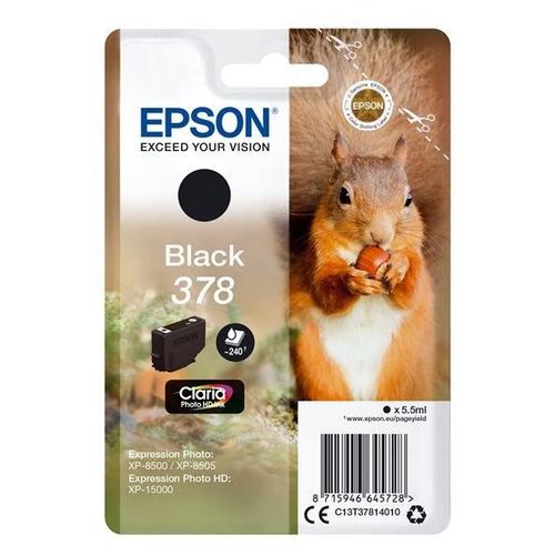 Epson 378 - 5.5 ml - noir - original - emballage coque avec alarme radioélectrique/ acoustique - cartouche d'encre - pour Expression Home XP-8605, 8606; Expression Home HD XP-15000; Expression...