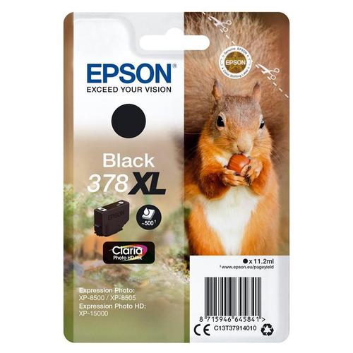 Epson 378XL - 11.2 ml - XL - noir - original - emballage coque avec alarme radioélectrique/ acoustique - cartouche d'encre - pour Expression Home XP-8605, 8606; Expression Home HD XP-15000;...