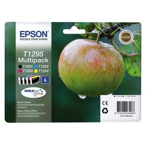 Epson T1295 Multipack - Pack de 4 - 32.2 ml - noir, jaune, cyan, magenta - original - emballage coque avec alarme radioélectrique/ acoustique - cartouche d'encre - pour Stylus SX230, SX235...