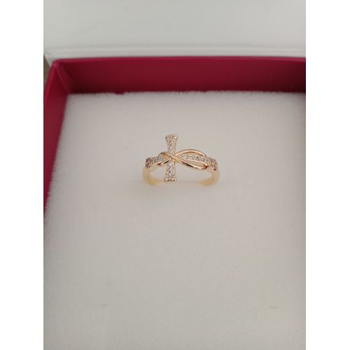 Bague Réglable Avec Croix Et Signe Infini & Oxyde De Zirconium Blanc