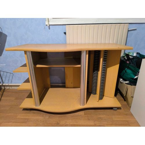 Meuble Tv Hêtre Beige Avec Support Dvd Tournant