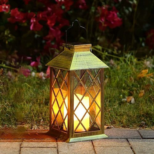 Lanterne Solaire, Lanterne Solaire Avec Effet Bougie, Lampe Solaire Pour Décoration De Jardin Extérieur Lanterne Solaire De Jardin En Optique Bougie