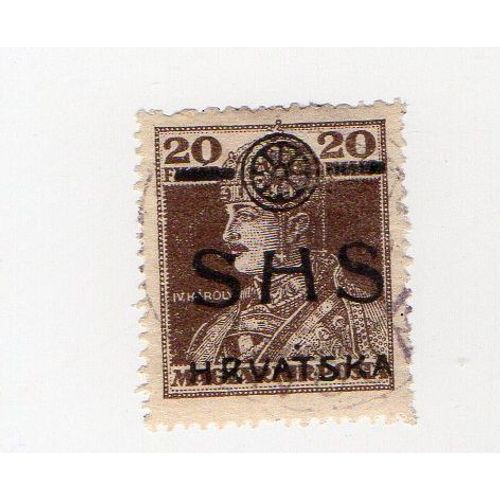 Croatie- 1 Timbre Oblitéré Avec Surcharge Shs- Roi Charles Iv- Année 1918