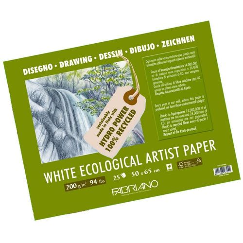 Fabriano White Ecological Artist Paper-Feuille 50x65 Cm-120 Gsm-Blanc