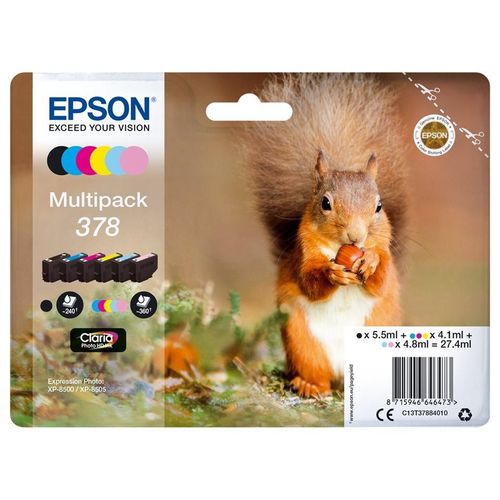 Epson Multipack 378 - Pack de 6 - noir, jaune, cyan, magenta, magenta clair, cyan clair - original - blister - cartouche d'encre - pour Expression Home XP-8605, XP-8606; Expression Photo XP-8500...