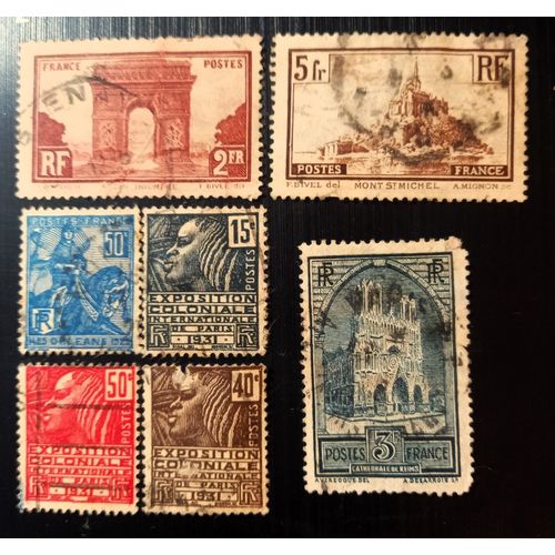 Timbres France 1930 Exposition Coloniale, 1929 Jeanne D'arc, 1931 Sites Et Monuments N°2