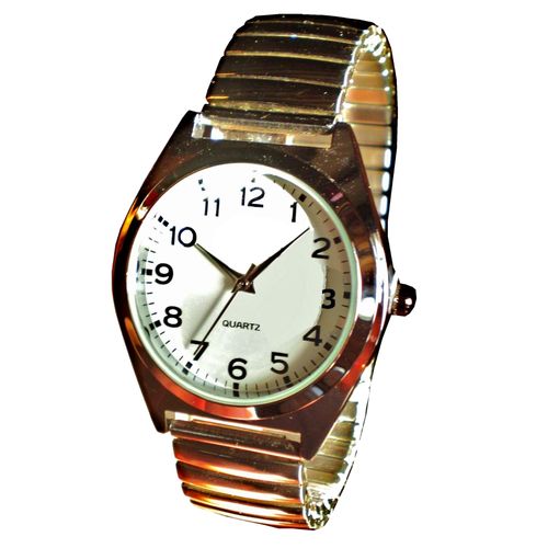 Montre Métal - Bracelet Extensible Élastique - Diam 3,3cm Argenté Fond Blanc