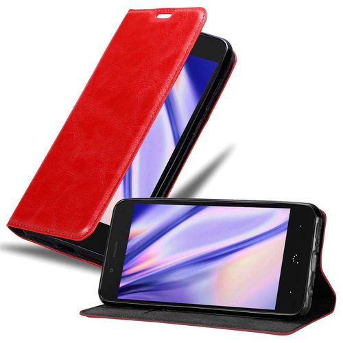 Cadorabo Housse Compatible Avec Bq Aquaris X5 En Rouge De Pomme - Étui De Protection Avec Fermeture Magnétique, Fonction De Support Et Compartiment Pour Carte